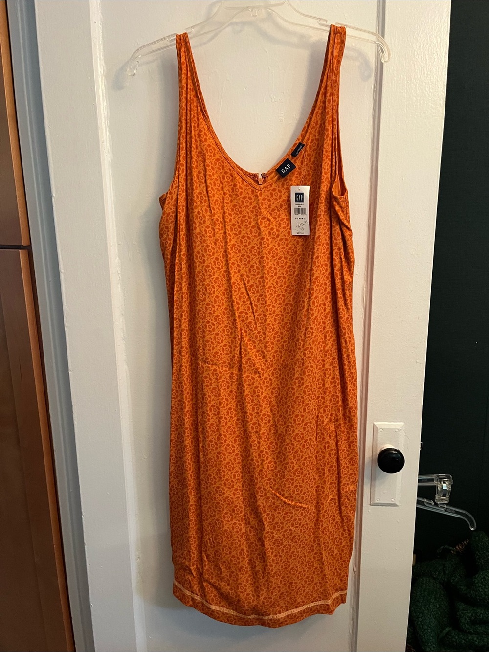 GAP Orange Printed Midi Slip Dress